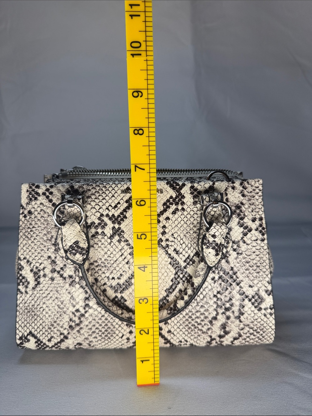 Michael Kors Black and White Snake-Print Satchel - Picture 10 of 11